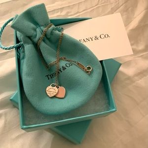 Return to Tiffany Pink Double Heart Pendant in Silver